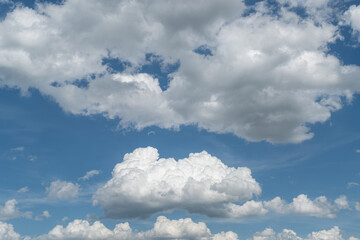 Blue cloudy sky, puffy clouds, Amazing picture of heaven light of nature
