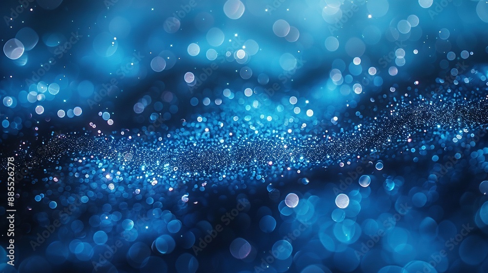 Poster a sharp image of a clear blue background with sparse, distinct white dots on the top