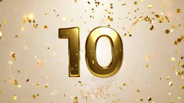 Bright number ten on a festive background