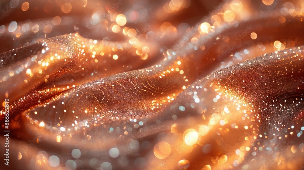 Aufkleber close-up of shiny fabric with numerous tiny dots of light emanating from its top layer