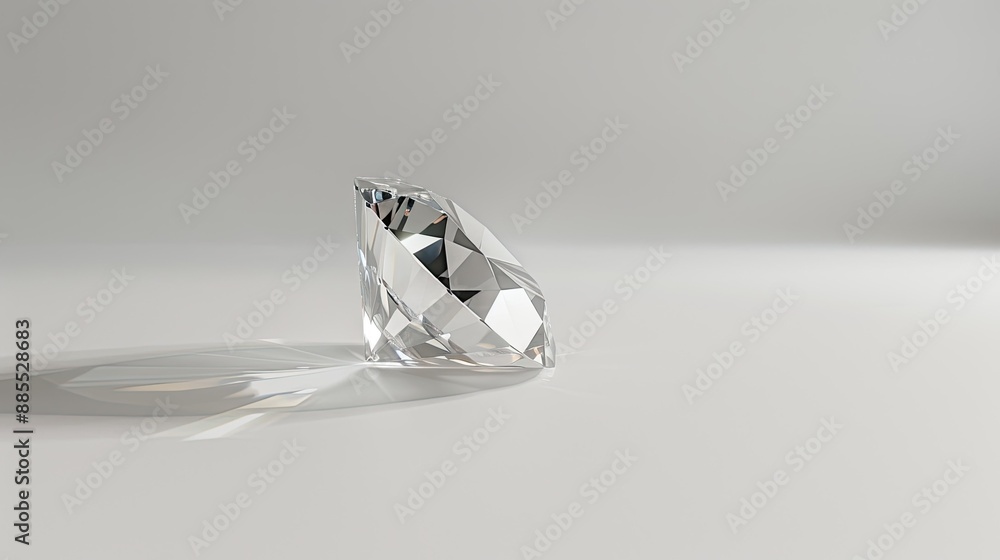 Wall mural one large diamond on a realistic white background first person view realistic daylight view