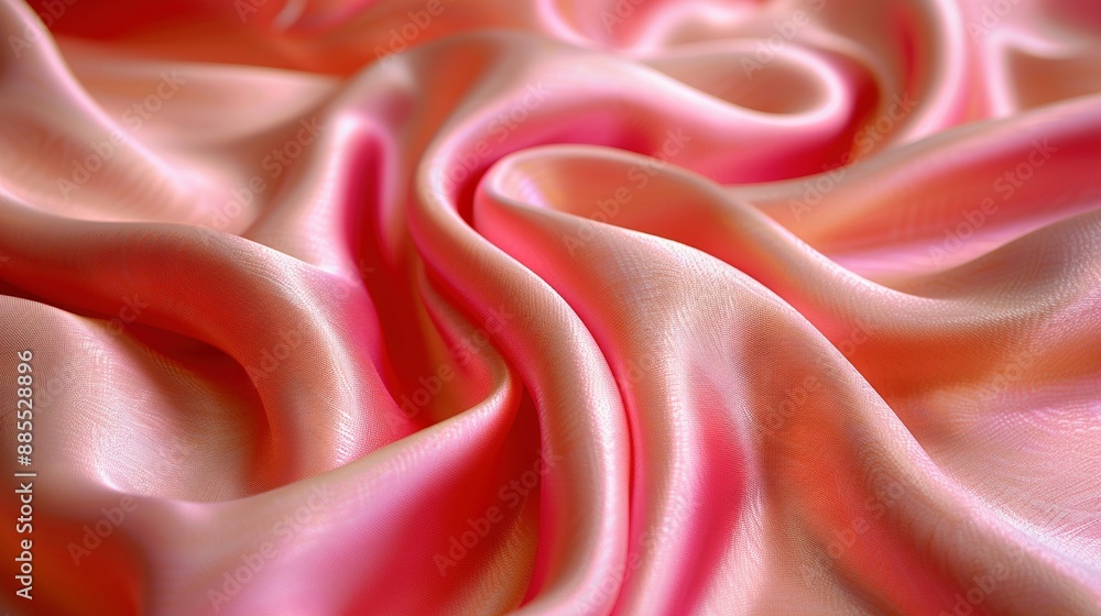 Poster a close-up of soft pink fabric with a wavy pattern on top and bottom