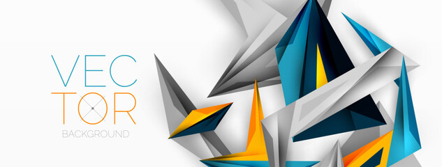 Minimal geometric abstract background. Low poly dynamic triangle design. Trendy techno business template for wallpaper, banner, background or landing