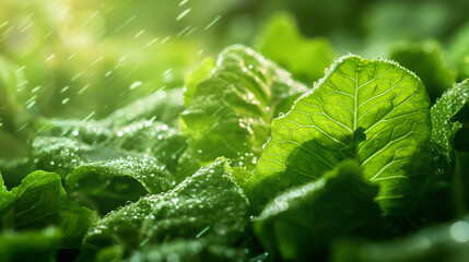 Close-Up of Fresh Leafy Greens Growing in Garden