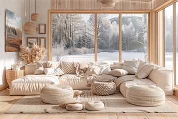 Cozy minimalist living space.