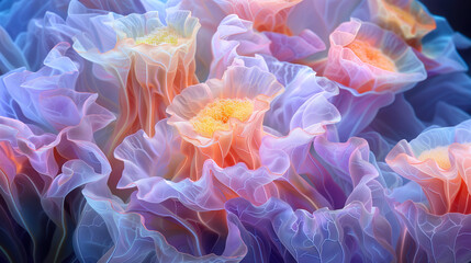 Fototapeta premium A colorful bouquet of purple and orange invertebrate algae. Coral and marine life theme