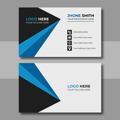 Fototapeta premium Clean Corporate Business Card Layout with blue color. Modern unique creative business card. Business card for business and personal use. Vector illustration design, Print ready, 