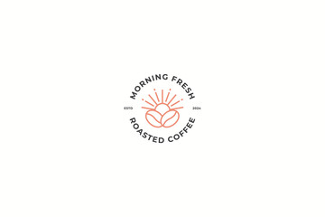 Morning Fresh Roasted Coffee Beans Logo Badge Simple Style Retro Brand Identity 