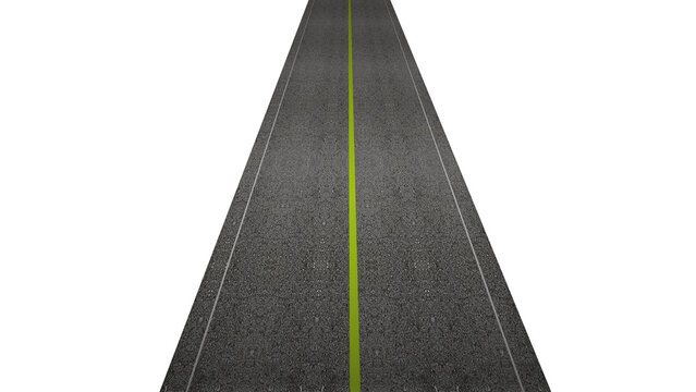 road isolated, Asphalt road isolated in pure, Straight highway of road lane for transportation or logistics, Empty asphalt road isolated, Straight asphalt 3d render, Traveling along