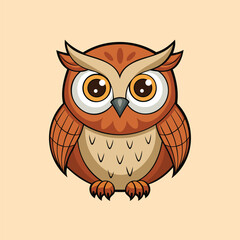 Cute owl drawing style illustration