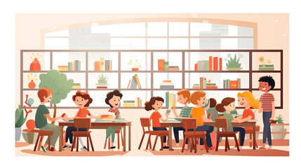 Isolated on a background of pure white are kindergarten students.