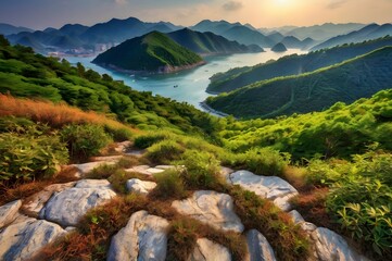 Obraz premium Natural Natural Landscape Of Korea Background Generative using Ai 