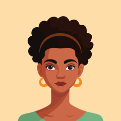 Young afro woman with beauty hair style illustration