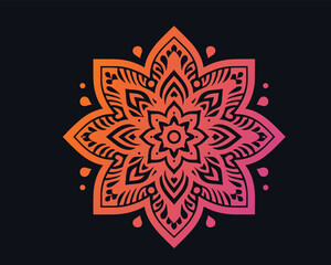 Floral mandala design with gradient color