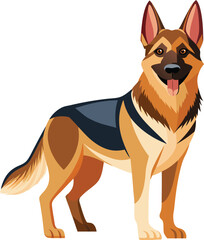 German Shepherd Dog  vector style,  Clipart , Illustration with white background 
