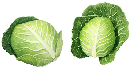 Obraz premium Cute cabbage isolated in watercolor on a stark white background