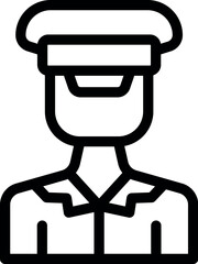 Simple black and white line art illustration of a military officer wearing a kepi