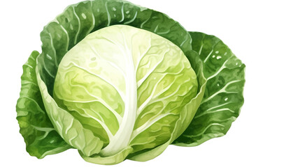 Fototapeta premium Cute cabbage isolated in watercolor on a stark white background