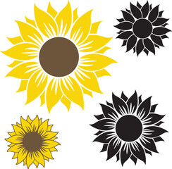 Sunflowers set, Sunflower monogram frame