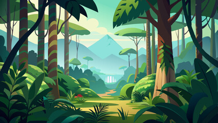 big jungle landscapes vector illustration background