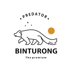 vintage retro hipster binturong logo outline monoline art icon	