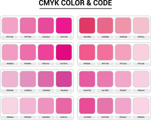 Pink Color Guide Palette with color Names. Color Palette, Fashion Trend Pantone Color Palette