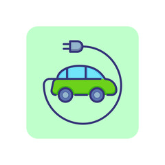 Electric car line icon. Electromotor, plug, battery vehicle. Ecology concept. Can be used for topics like environment protection, alternative fuel, transport