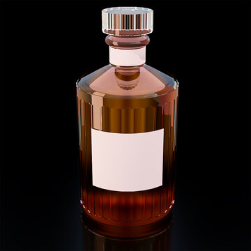 Close-up of glass wine bottle mockup