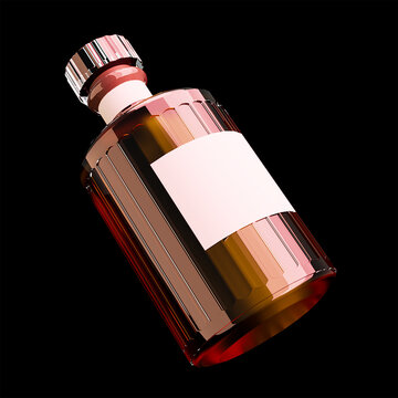 Close-up of glass wine bottle mockup