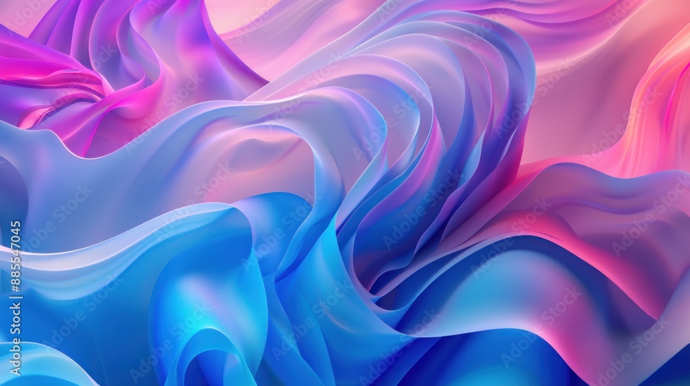 Aufkleber gradient waves of blue and pink in abstract flowy pattern