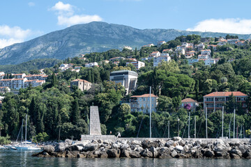 Montenegro's Herceg Novi: City Buildings from the Sea in Summer, Kotor Bay