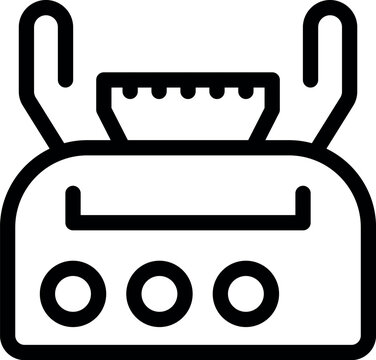 recommend clip art: Simple line icon of a radio receiver with an antenna, representing broadcasting and audio technology