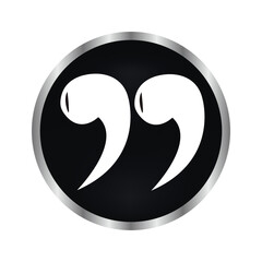 double comma sign on black button vector icon