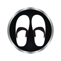white slippers on black button vector icon
