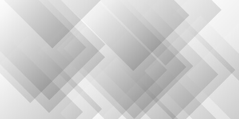 Fototapeta premium Abstract minimal geometric white and gray light background design. white paper transparent material in triangle technology and square shapes in random geometric pattern .