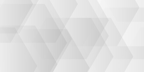 Obraz premium Abstract minimal geometric white and gray light background design. white paper transparent material in triangle technology and square shapes in random geometric pattern .