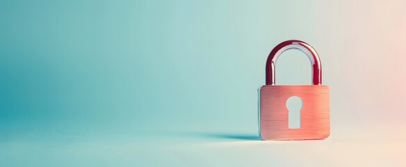 A blue lock with a keyhole is displayed on a red background