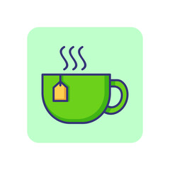 Tea cup line icon. Mug, bag, tag. Hot beverage concept. Can be used for topics like office, morning, breakfast, break