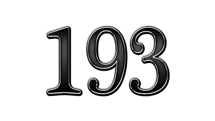 black metal 3d design of number 193 on white background.	