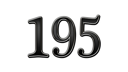 black metal 3d design of number 195 on white background.	