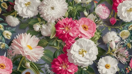 Fototapeta premium A colorful bouquet of pink roses and flowers isolated as a beautiful spring decoration