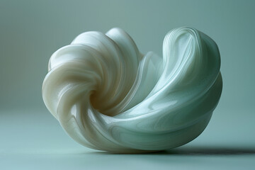 A minimalist animation of an ear's spiral turning into an accordion, set against a solid green background.