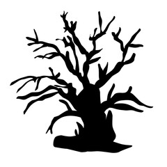 Dry tree silhouette for halloween decoration. Vector ilustration
