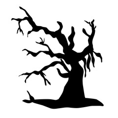 Dry tree silhouette for halloween decoration. Vector ilustration
