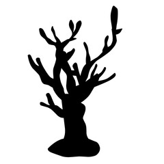 Dry tree silhouette for halloween decoration. Vector ilustration