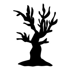 Dry tree silhouette for halloween decoration. Vector ilustration