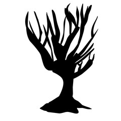 Dry tree silhouette for halloween decoration. Vector ilustration