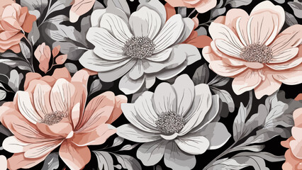 Fototapeta premium Floral seamless vector illustration for background and text