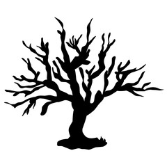 Dry tree silhouette for halloween decoration. Vector ilustration