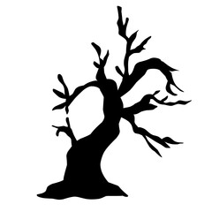 Dry tree silhouette for halloween decoration. Vector ilustration